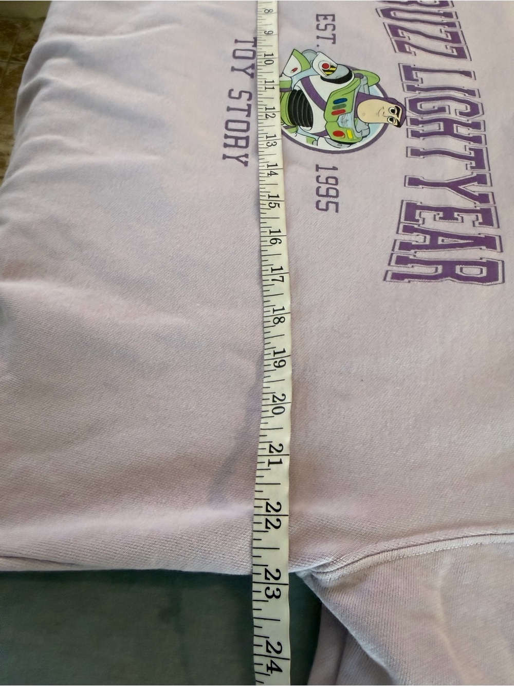 Toy Story Buzz Lightyear Varsity Graphic Sweatshirt Lilac Comfort Colors retro - Picture 6 of 7